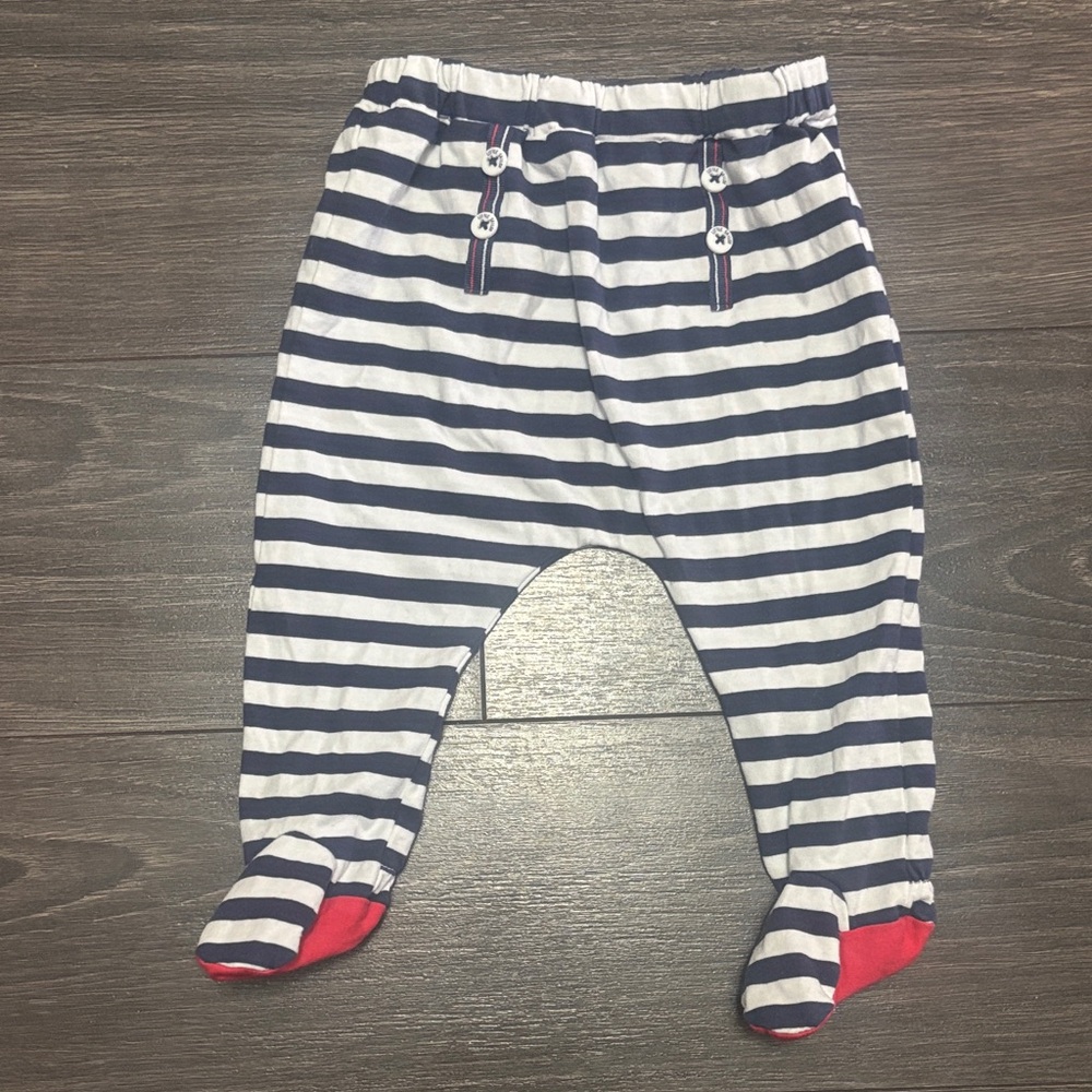 2/$10Striped Navy and White Kids Footie Sailor Pants